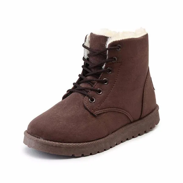 Snow white lace-up ankle boots