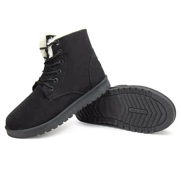 Snow white lace-up ankle boots