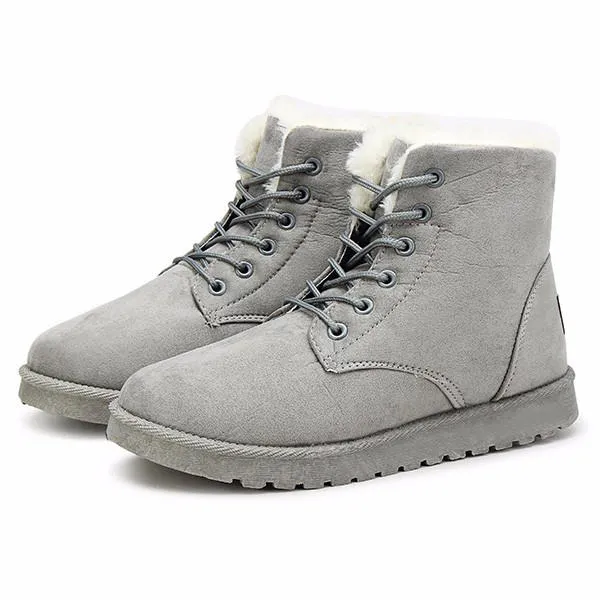 Snow white lace-up ankle boots