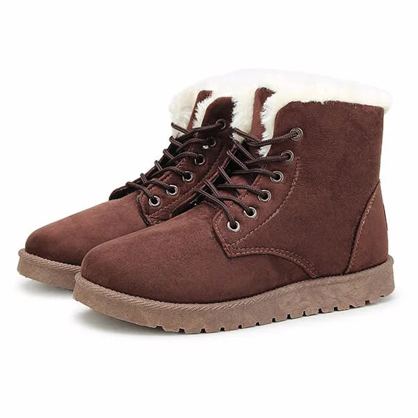 Snow white lace-up ankle boots