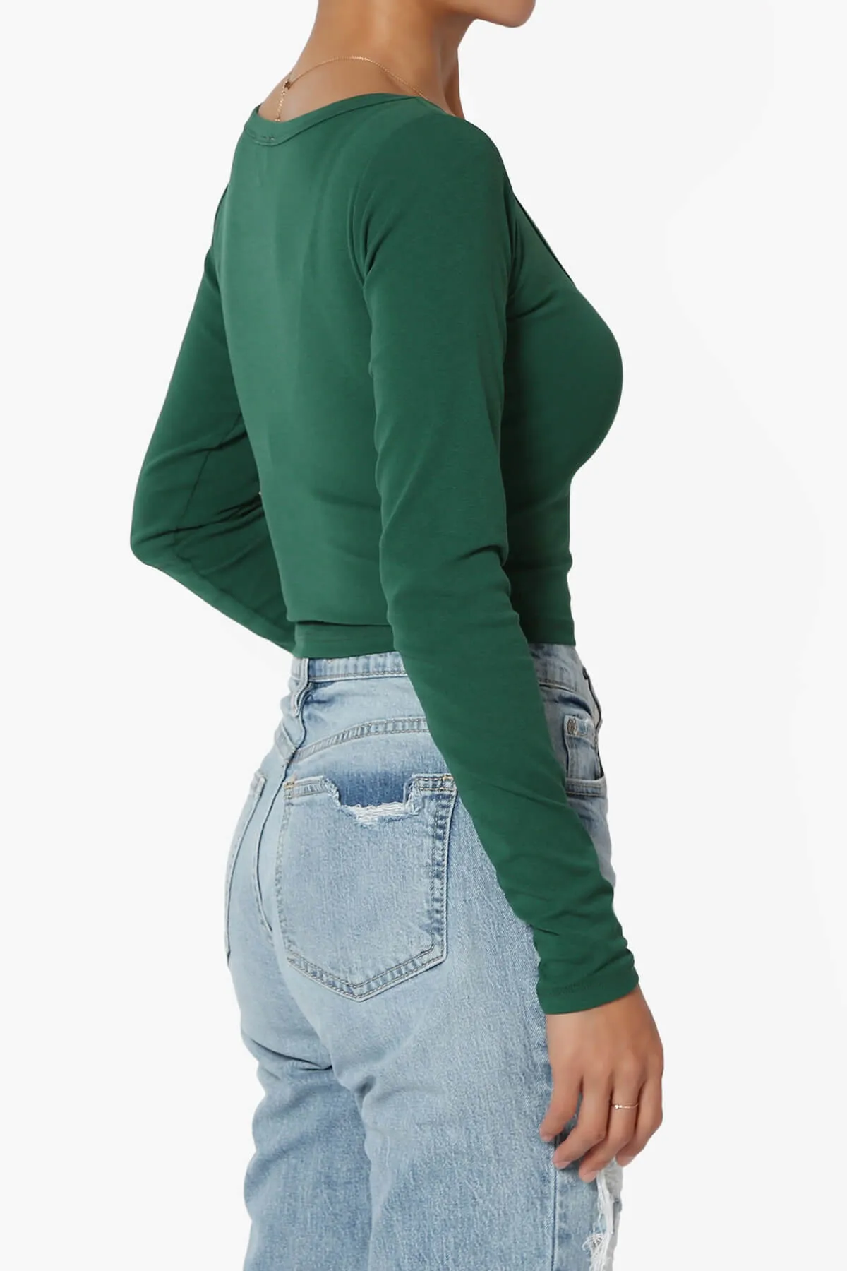Solly Scoop Neck Long Sleeve Crop T-Shirt