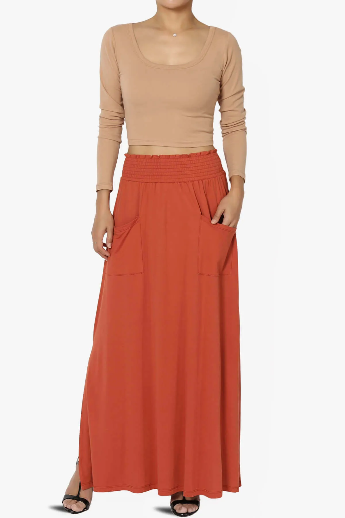 Solly Scoop Neck Long Sleeve Crop T-Shirt