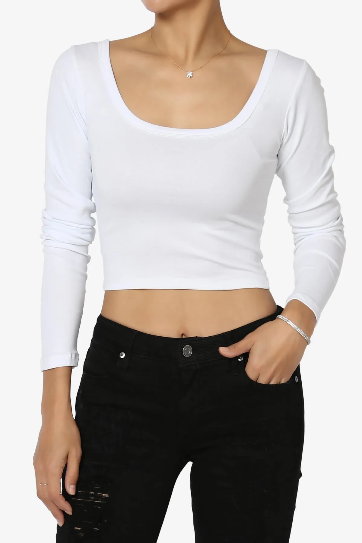 Solly Scoop Neck Long Sleeve Crop T-Shirt