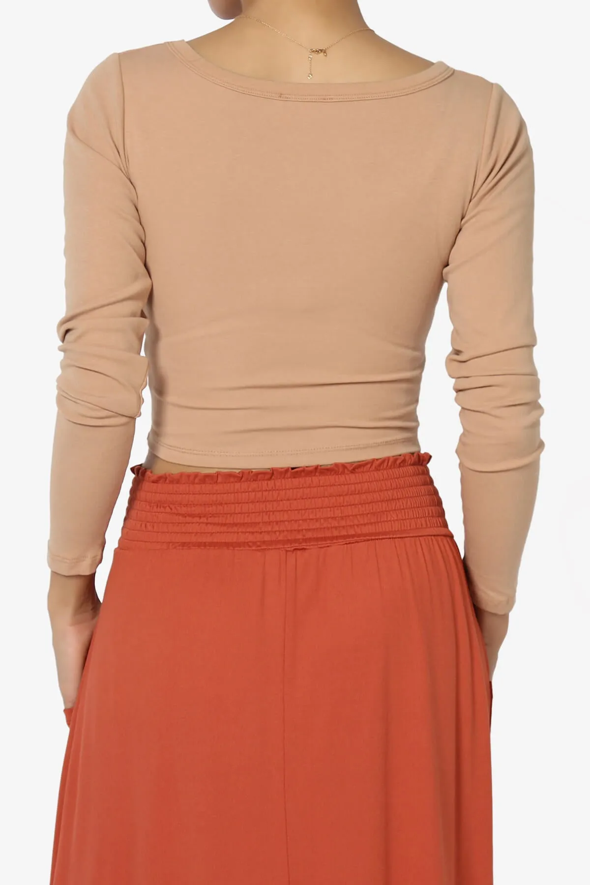 Solly Scoop Neck Long Sleeve Crop T-Shirt