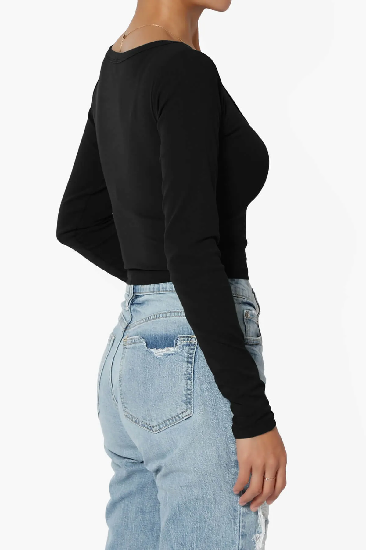 Solly Scoop Neck Long Sleeve Crop T-Shirt