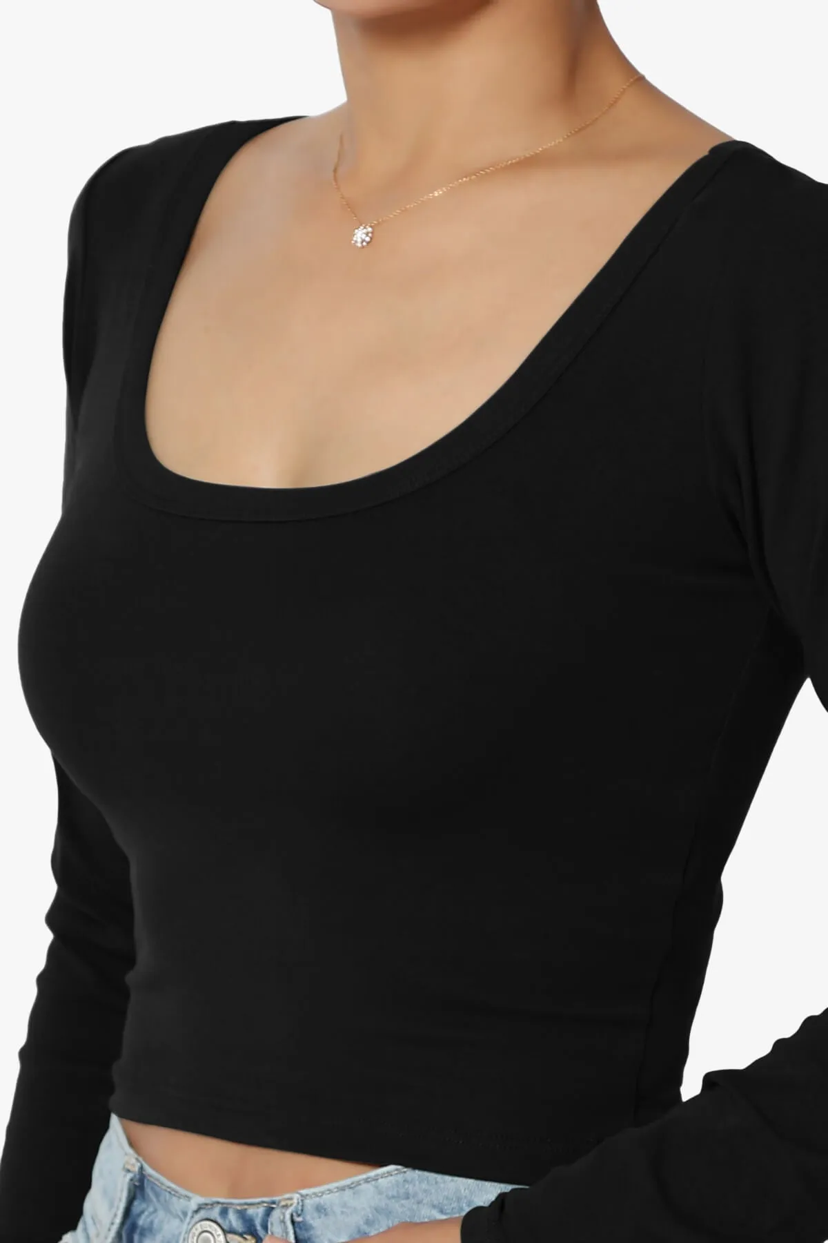 Solly Scoop Neck Long Sleeve Crop T-Shirt