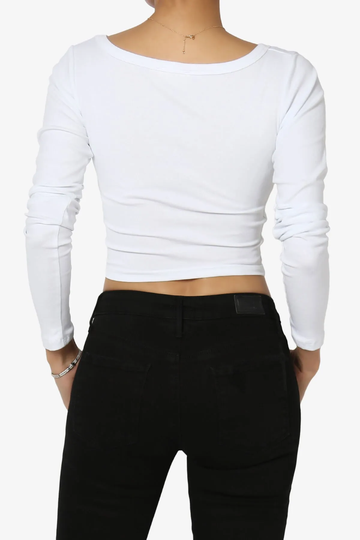 Solly Scoop Neck Long Sleeve Crop T-Shirt