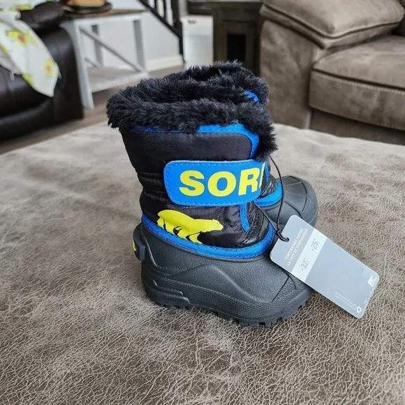 Sorel Toddler Snow Commander Boot – Black, Super Blue