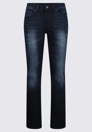 Straight Six Men's Five-Pocket Freedom Flex Jeans, Dark and Sanded - BM22999