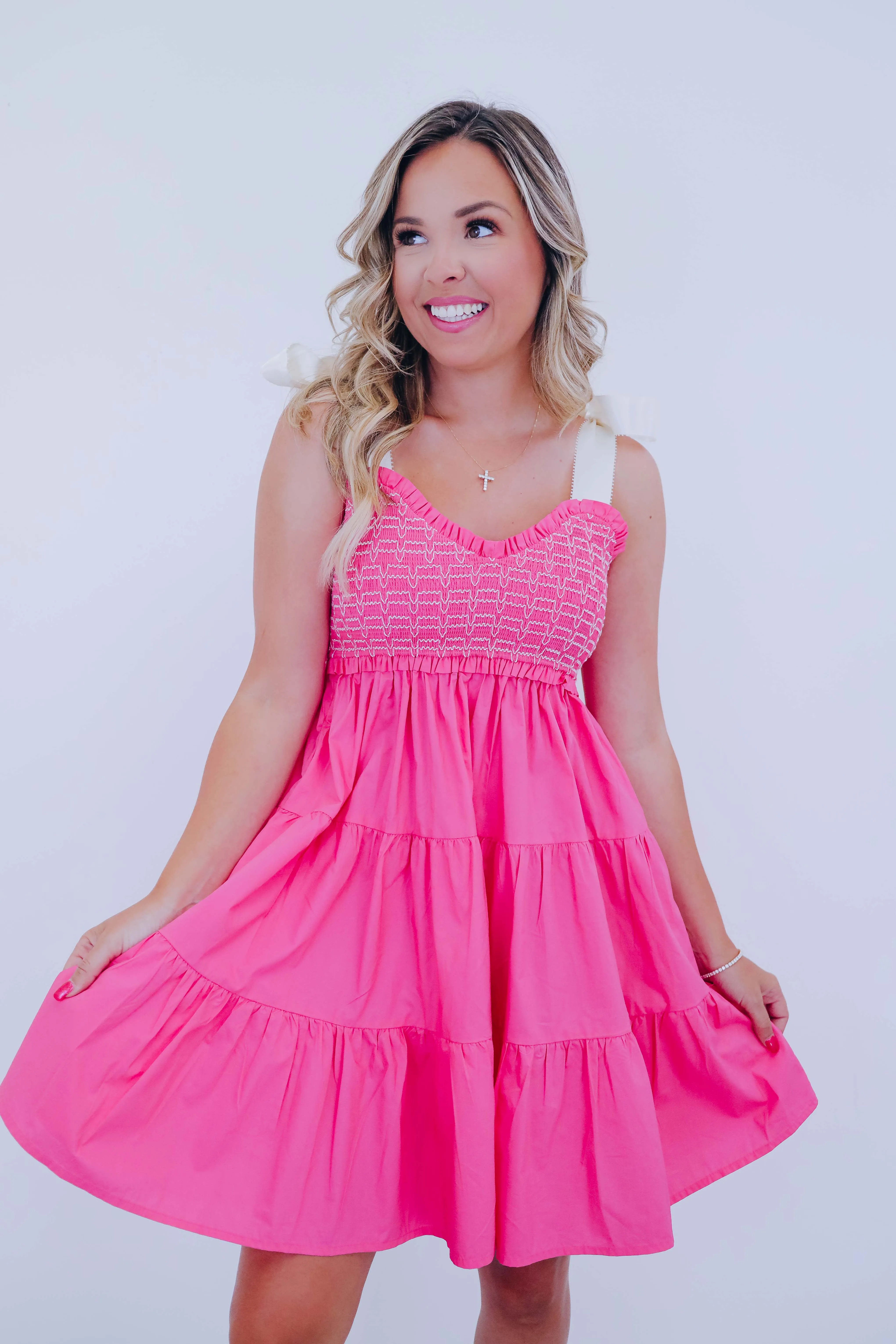 Sweetheart Smocked Mini Dress