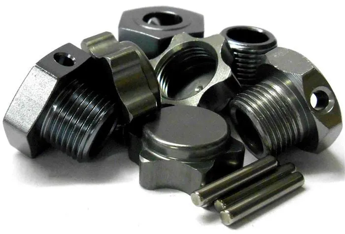 T10060 1/8 RC Buggy M17 17mm Alloy Wheel Hubs Adapter Nut Pin Grey Titanium x 4
