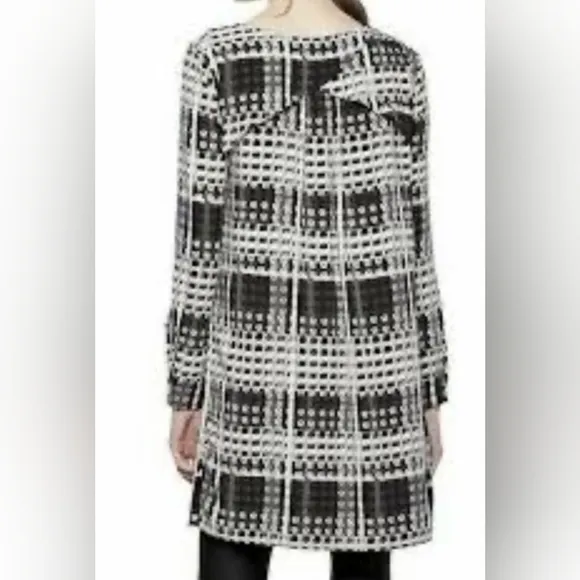 Thakoon X Design Nation black white grey abstract plaid shift dress size medium
