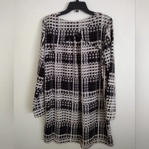 Thakoon X Design Nation black white grey abstract plaid shift dress size medium