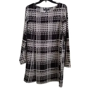 Thakoon X Design Nation black white grey abstract plaid shift dress size medium