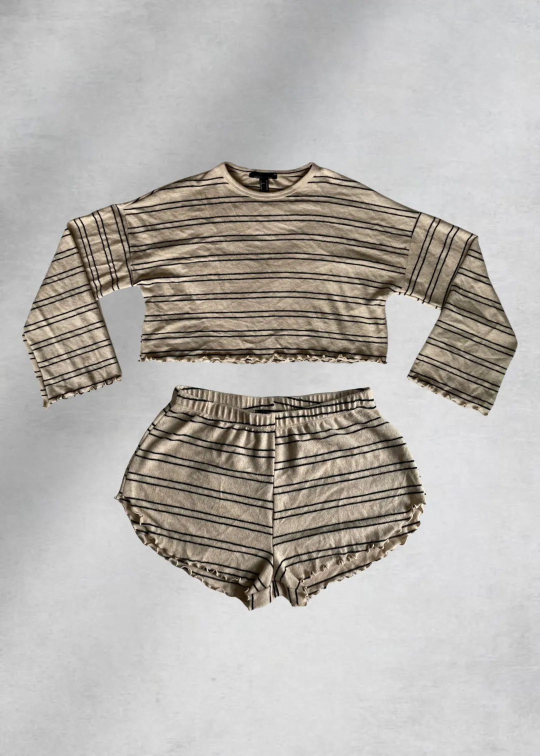 Thea Striped Lounge Top - Beige
