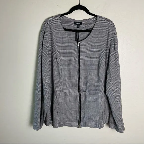 Torrid Houndstooth Plaid Peplum Full Zip Jacket 4X 10447522