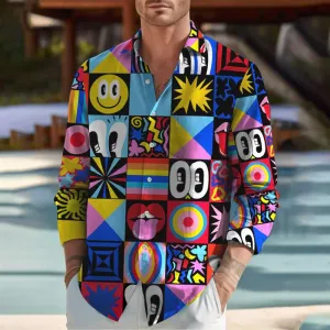 Trendy Casual Artistic Portrait Print Long Sleeve Shirt