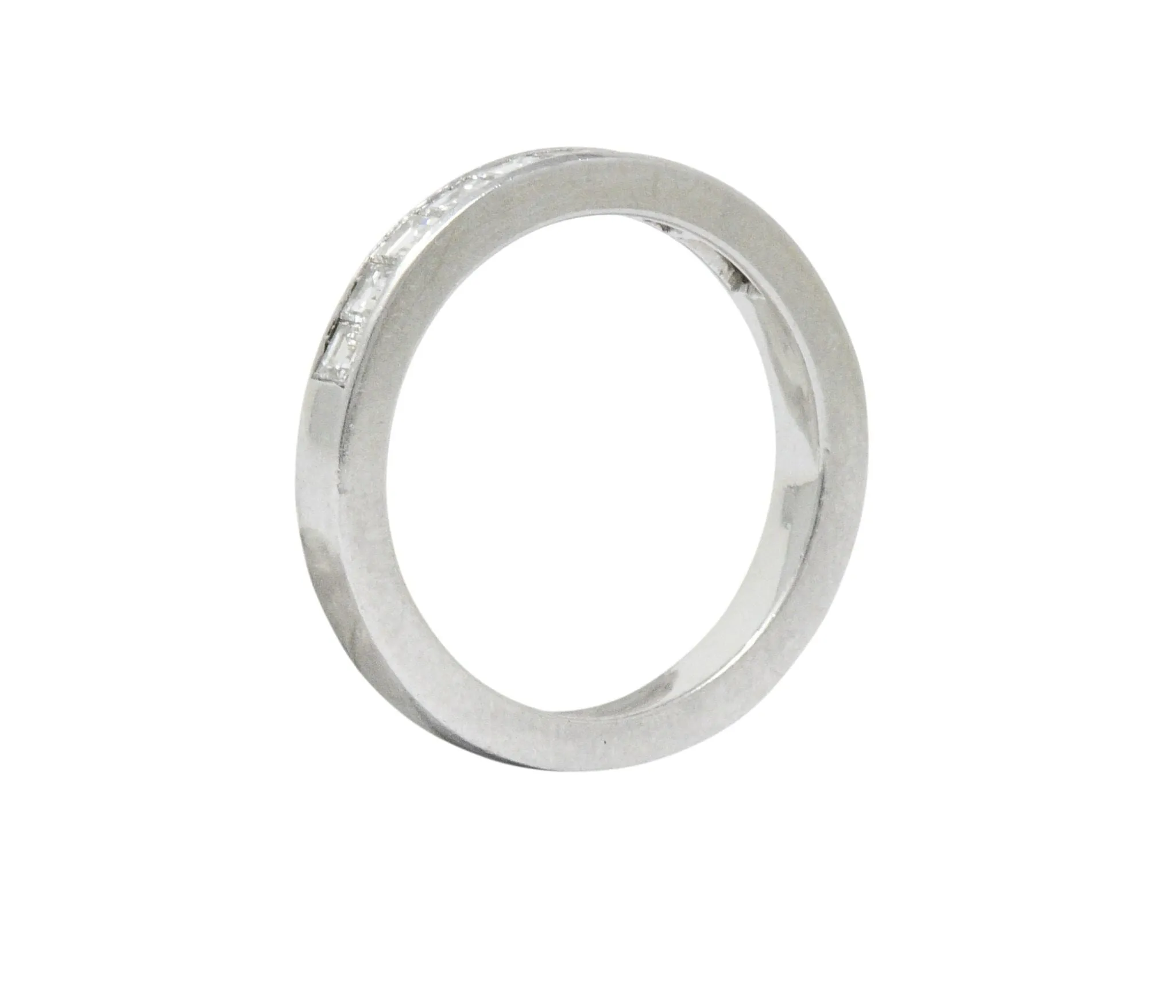Vintage 1.00 CTW Diamond Platinum Stackable Band Ring