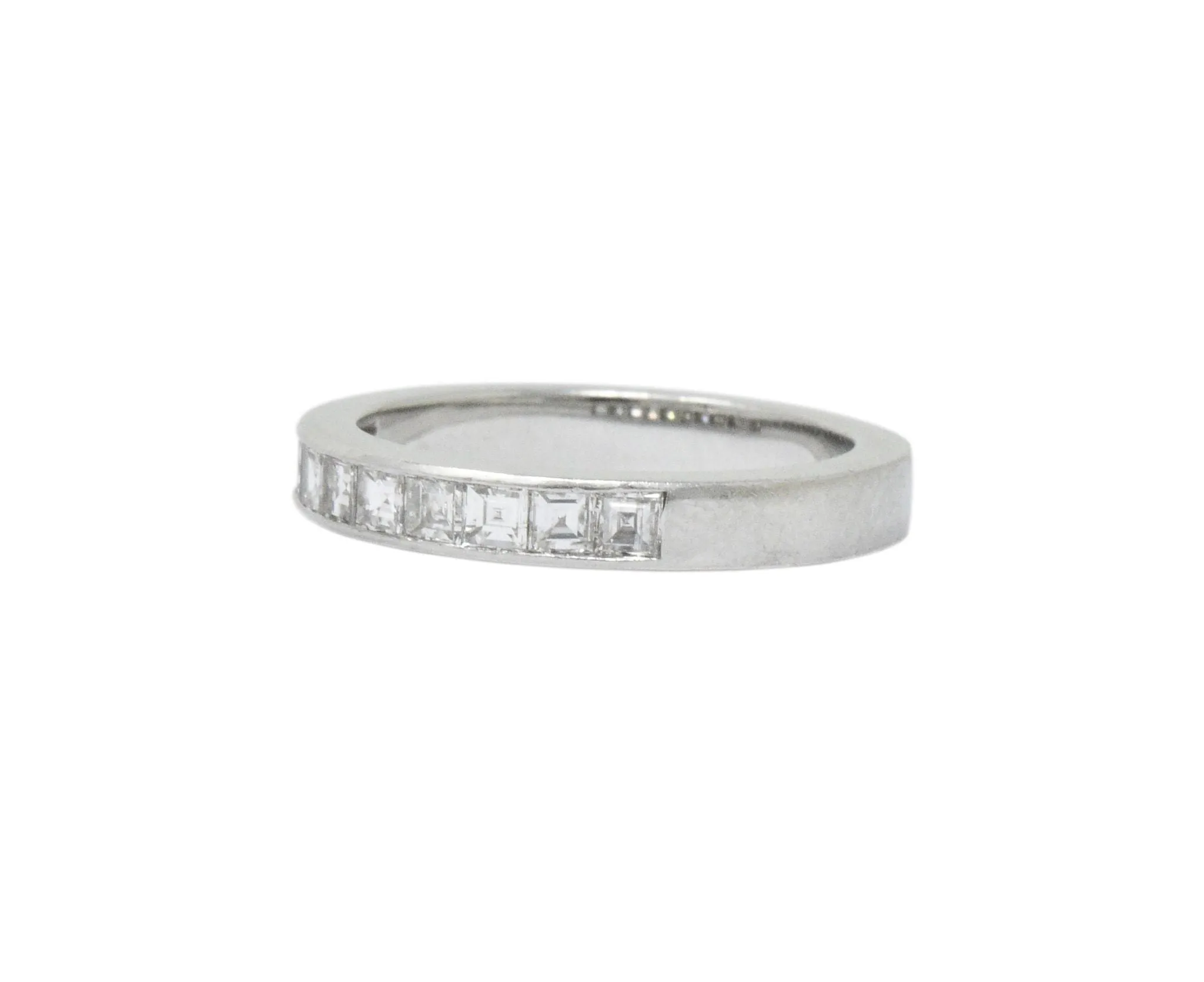 Vintage 1.00 CTW Diamond Platinum Stackable Band Ring