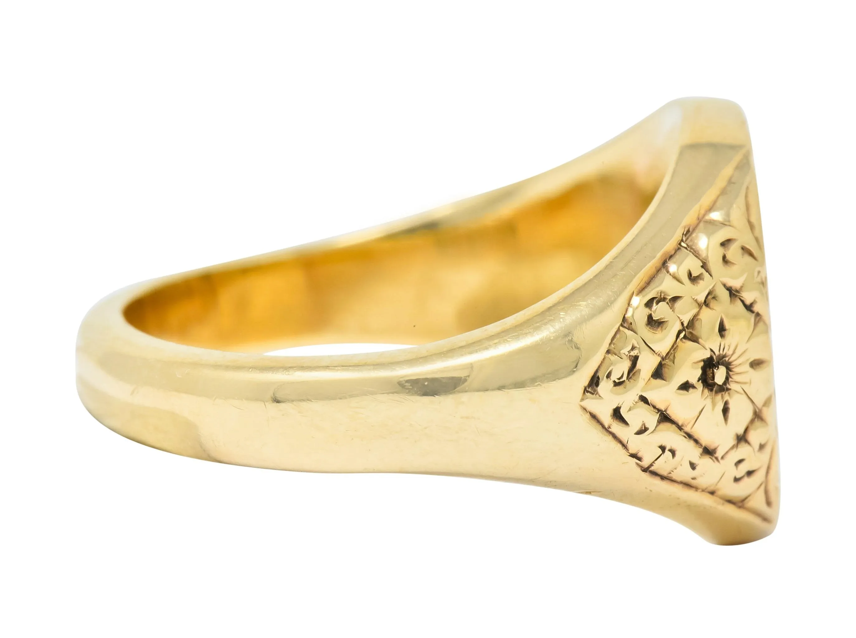 Vintage 9 Karat Yellow Gold British Signet Unisex Monogram Ring