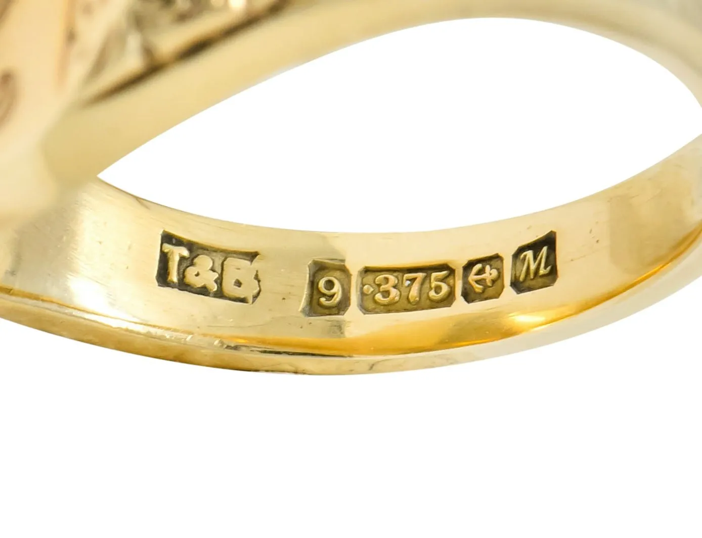 Vintage 9 Karat Yellow Gold British Signet Unisex Monogram Ring