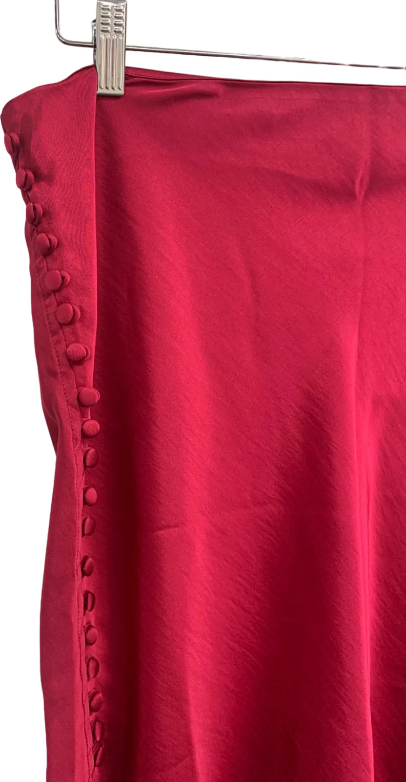 Warehouse Pink Satin Skirt With Buttons UK 14