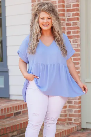 Wide Eyed Gaze Top, Dusty Blue