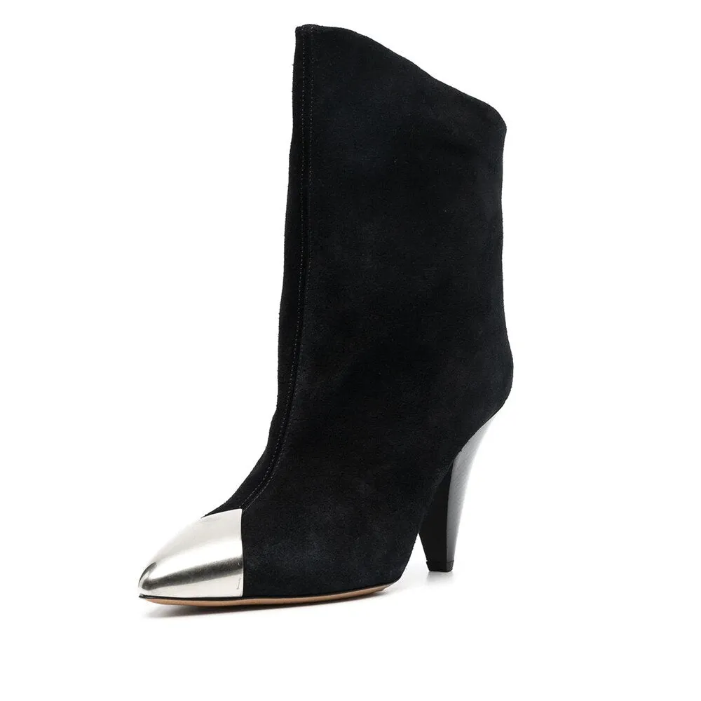 Women Metal Pointed Toe Ladies Ankle Boots