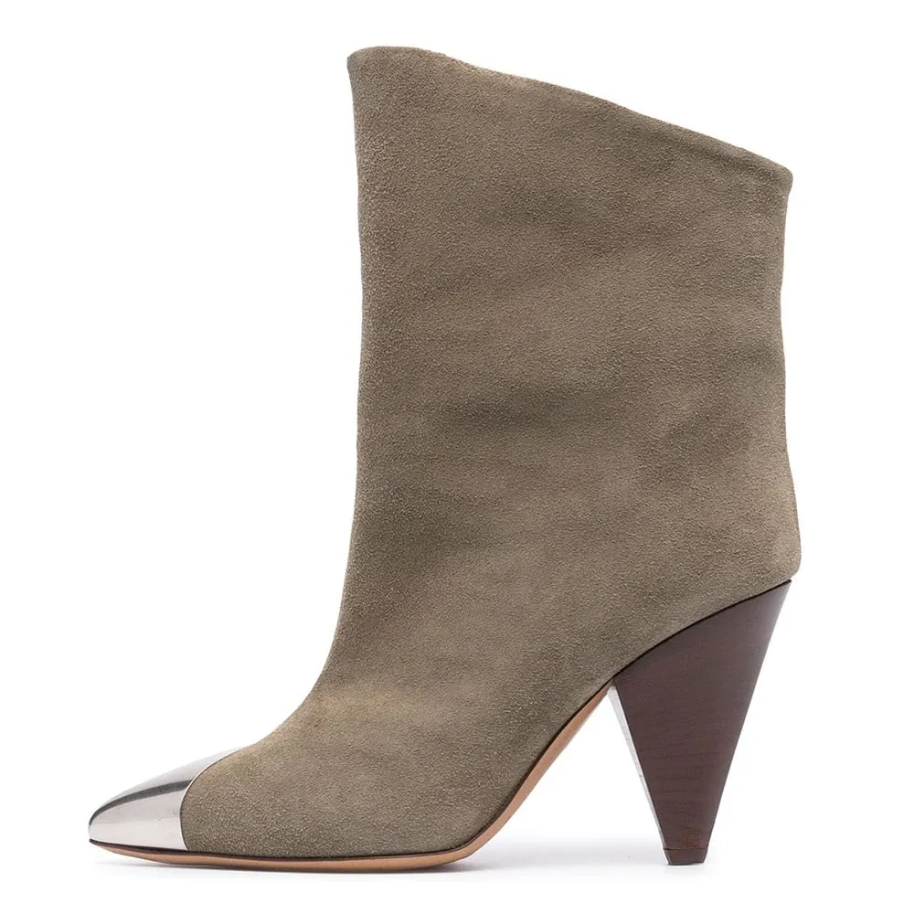 Women Metal Pointed Toe Ladies Ankle Boots