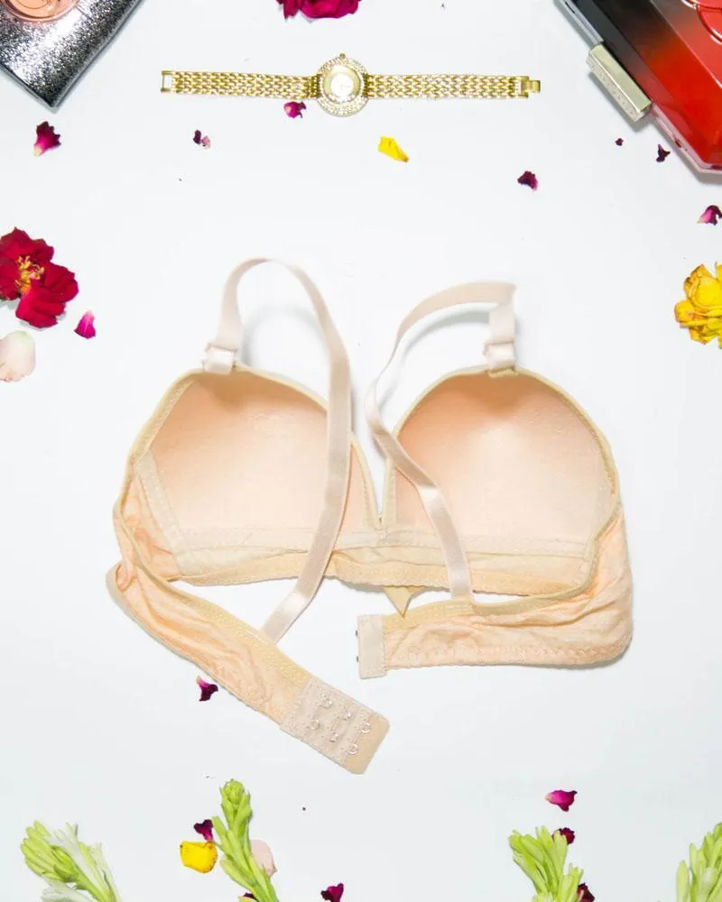 Women Soft Comfortable Wirefree Padded Bra - Skin - 093