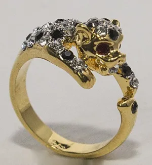 Women's 18 Kt Gold Plated Dress Ring Austrian Crystal Leopard 021