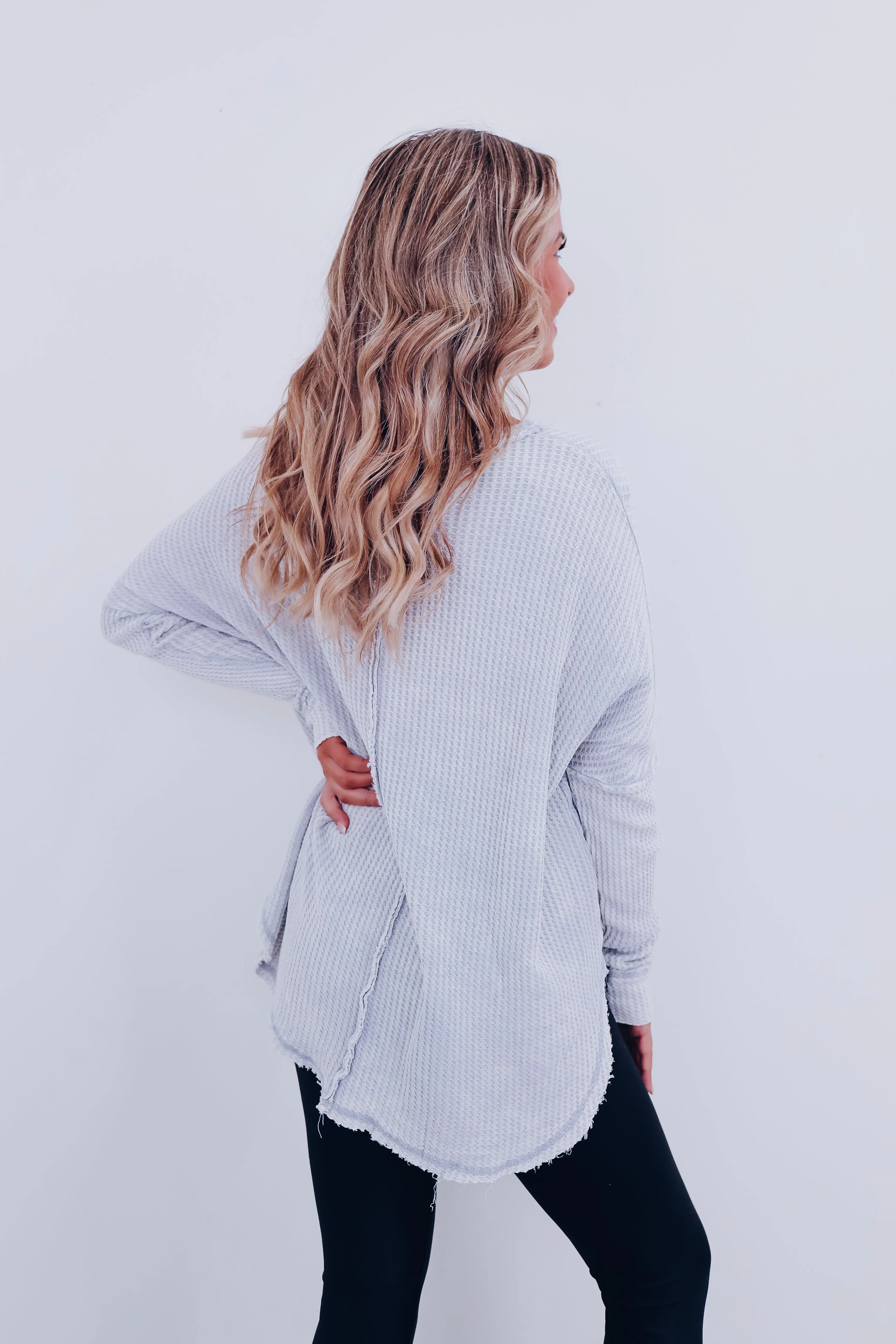 Wrenley Waffle Knit Top - Grey