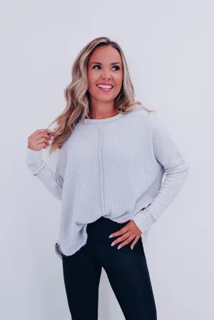 Wrenley Waffle Knit Top - Grey